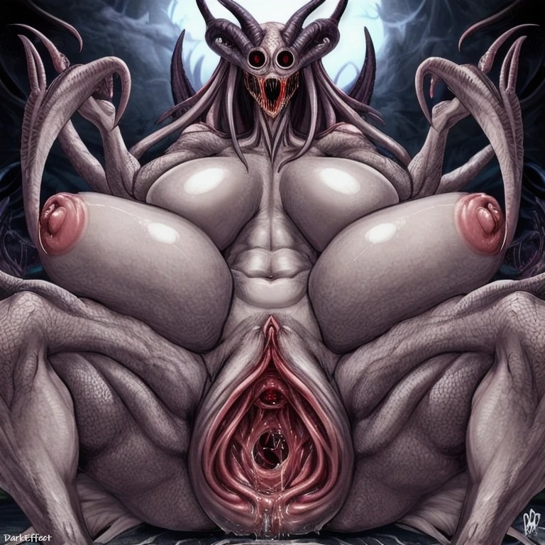 1girls ai_generated belly_button breasts cervine claws clitoris creature darkeffect demon female_only gape gaping gaping_pussy grey_skin horns inverted_nipples large_areolae large_breasts large_nipples looking_at_viwer monster nightmare_fuel nightmare_waifu nude open_clothes outdoors pussy pussy_juice red_eyes saggy_breasts sharp_teeth shiny_skin tagme tentacle tentacles thick_thighs unusual_anatomy unusual_genitalia unusual_pussy urethra wide_hips