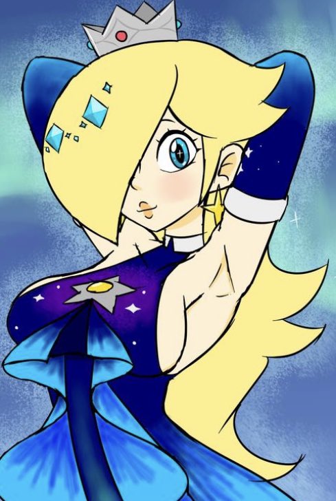 armpits artist_request blonde_female blonde_hair blue_eyes breasts mario_(series) mario_kart mario_kart_tour nintendo princess_rosalina source_request tagme