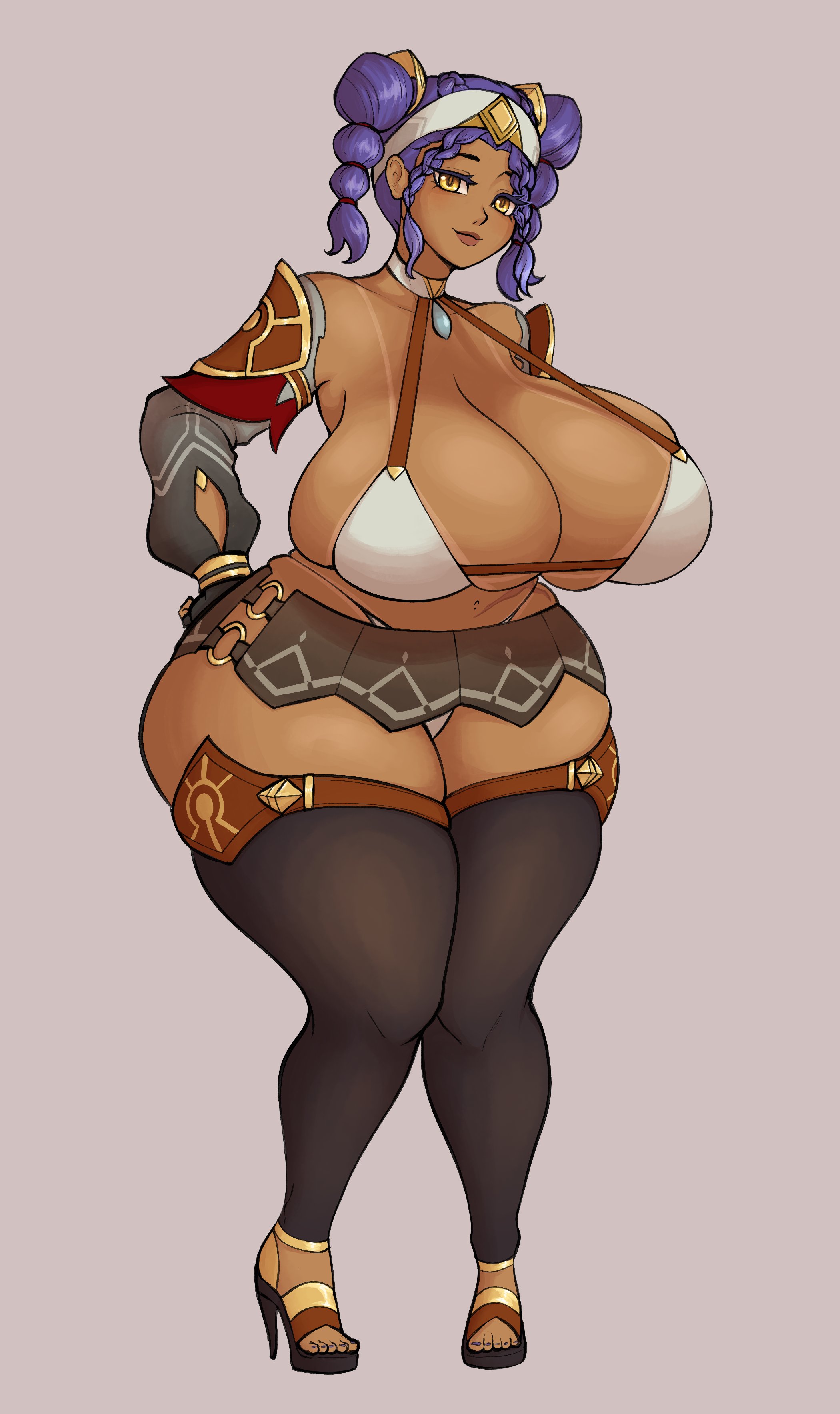 1girls, big breasts, big thighs, breasts, busty, chubby, cleavage, curvy, dark skin, dark-skinned female, eremite (genshin impact), eremite desert clearwater (genshin impact), female, female only, genshin impact, gigantic breasts, gigantic thighs, heels, high heels, huge breasts, huge thighs, jeht (genshin impact), large breasts, large thighs, massive breasts, massive thighs, npc, npc (genshin impact), overweight, thick thighs, thighs, yuripeach