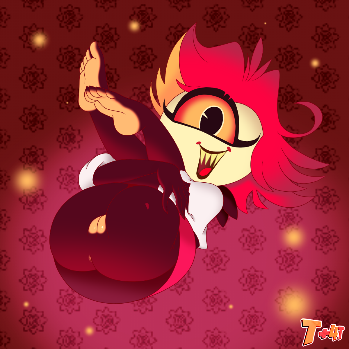 cyclops, female, hazbin hotel, niffty, pussy, straight hair, thick thighs