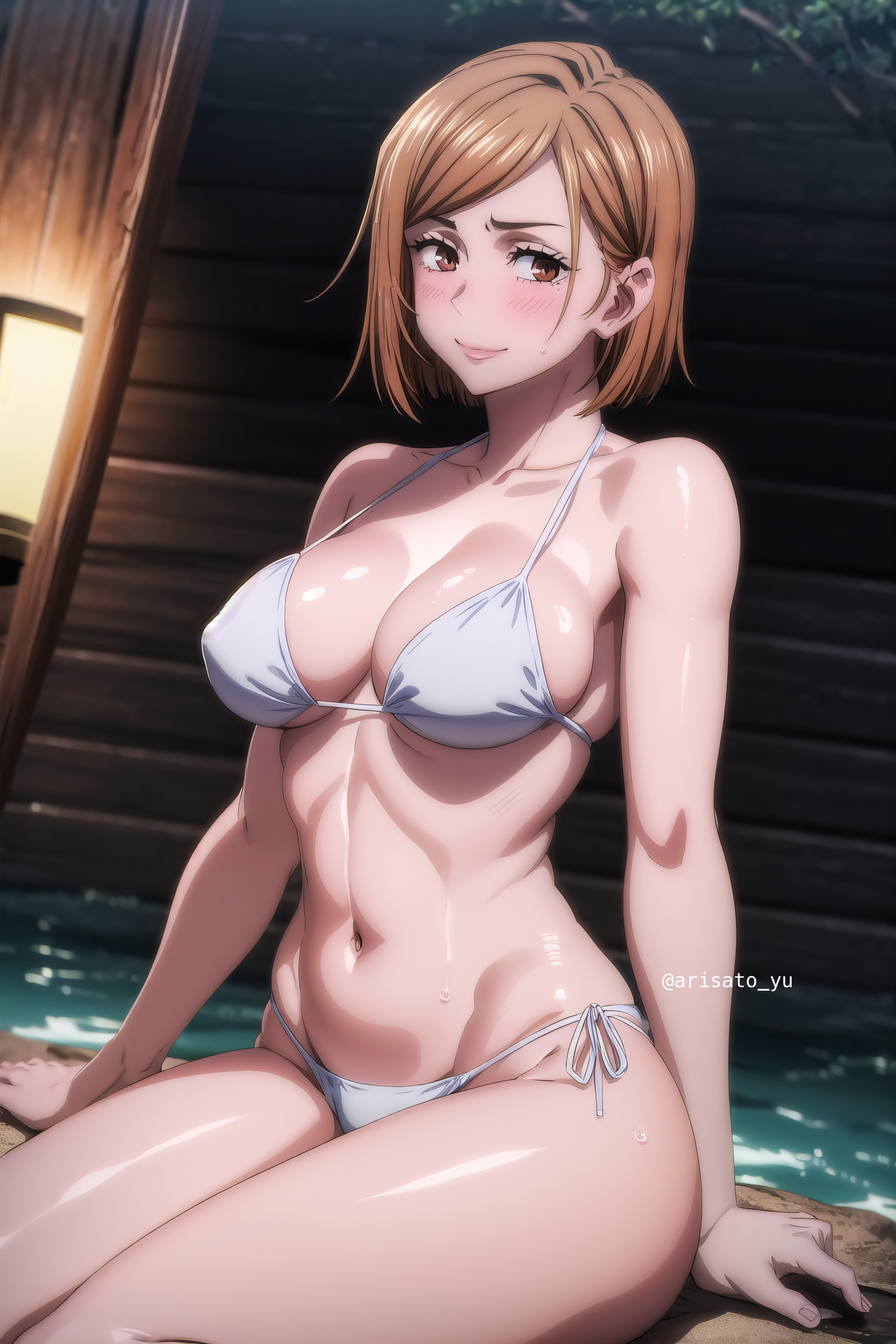 1girls, ai generated, anime girl, arisato yu, ass, big ass, big breasts, breasts, female, female only, human, jujutsu kaisen, kugisaki nobara, panties, solo
