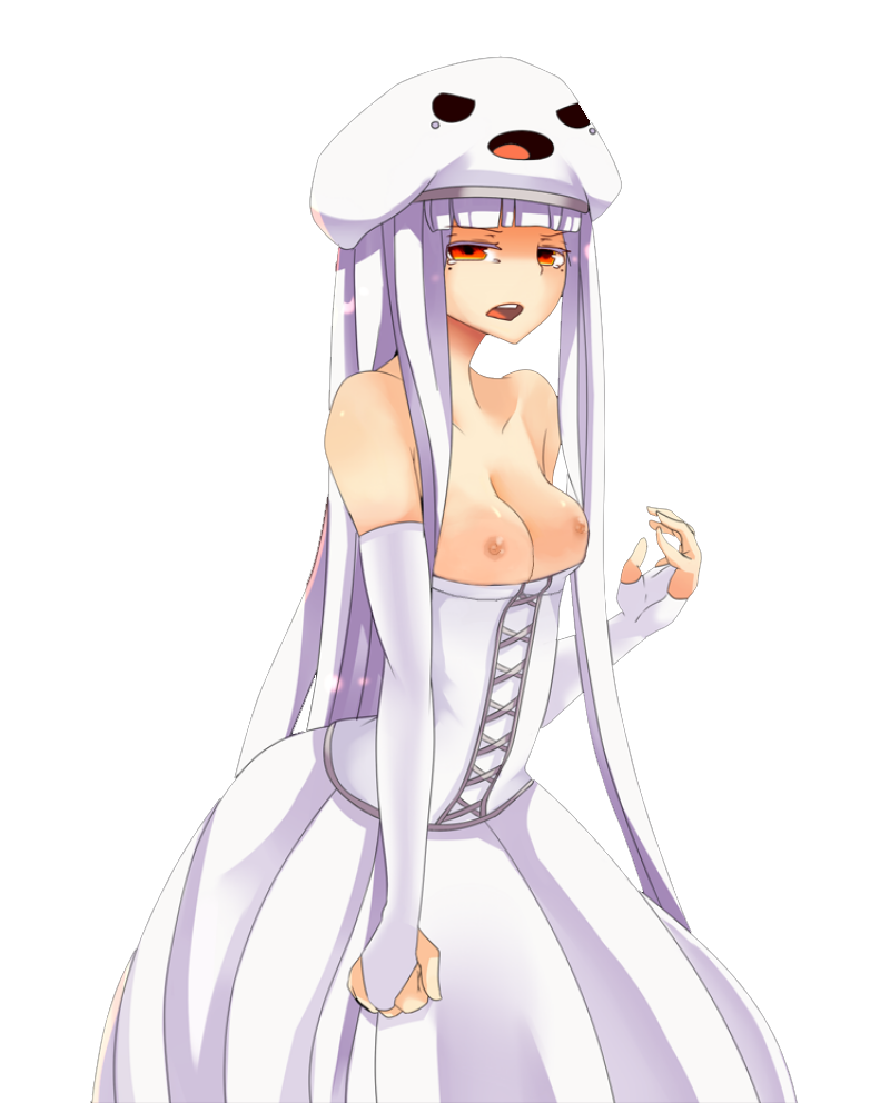 at2. breasts exposed_breasts ghast ghast_(at2.) minecraft mob_talker white_dress white_hair