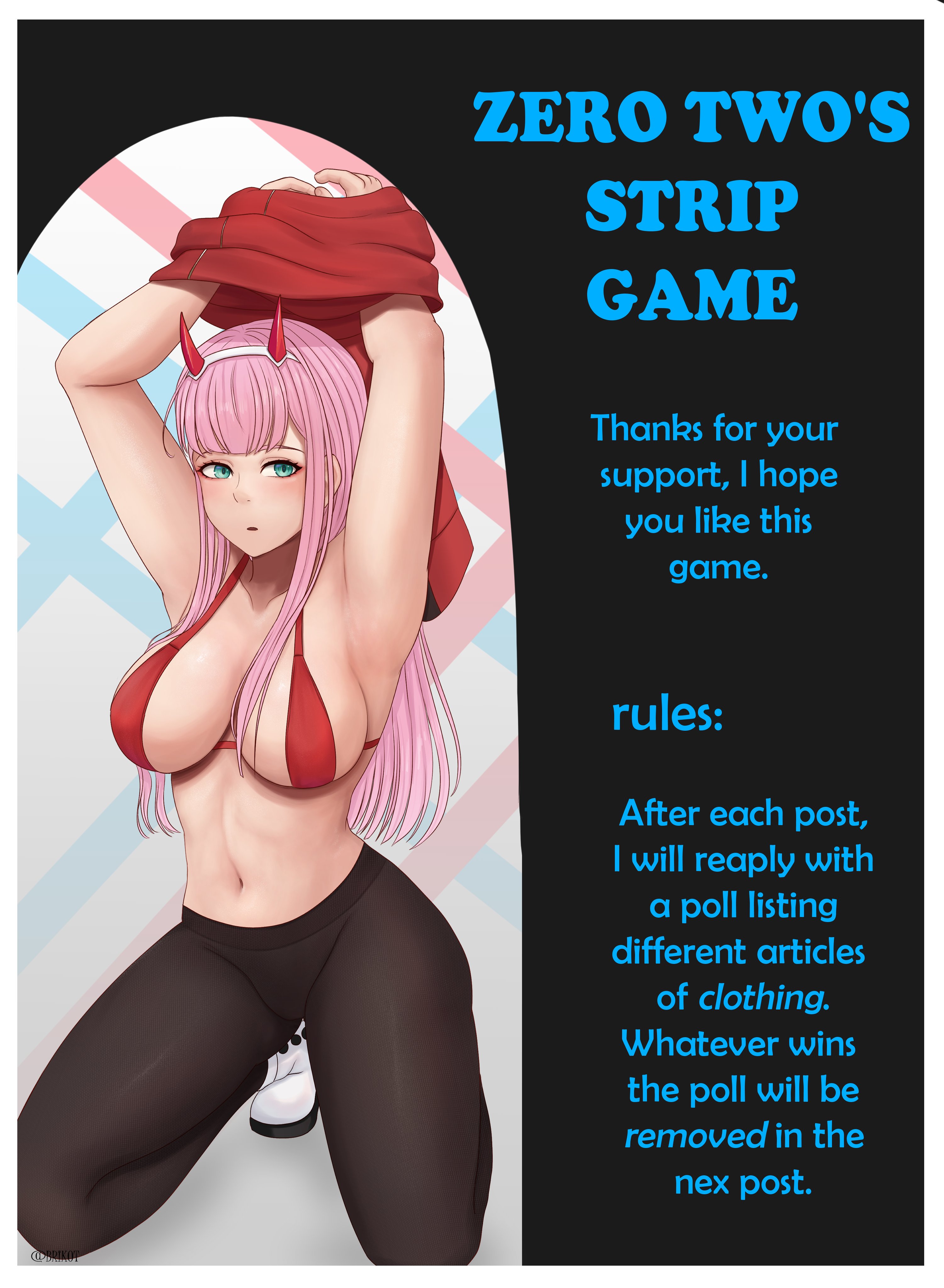 1girls, armpits, big breasts, bra, breasts, brikot, darling in the franxx, female, horns, leggings, pantyhose, solo, strip game, text, thick thighs, thighs, undressing, yoga pants, zero two (darling in the franxx)
