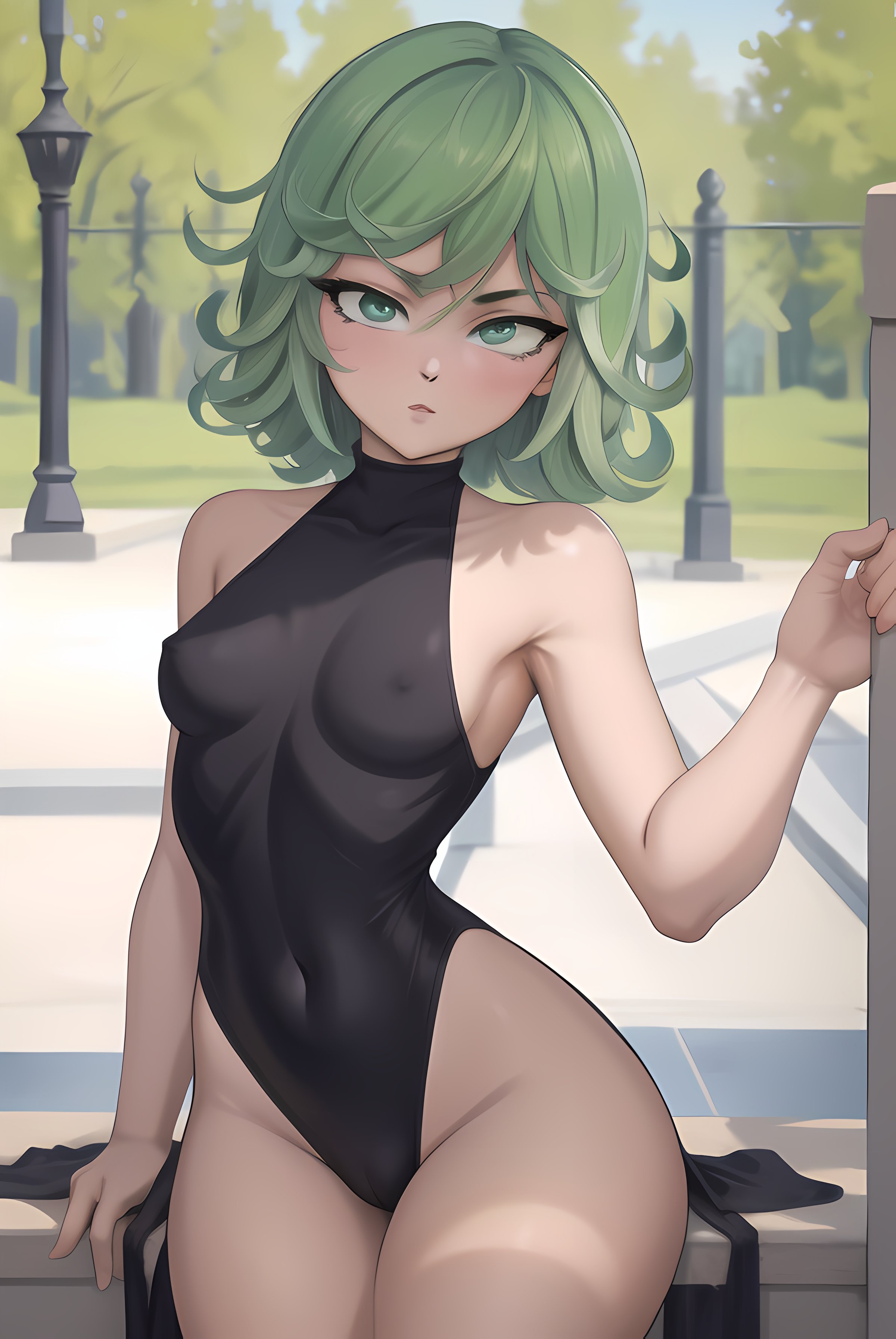 1girls, ai generated, female, female only, ghostlydiffusion, green hair, one-punch man, solo, tagme, tatsumaki