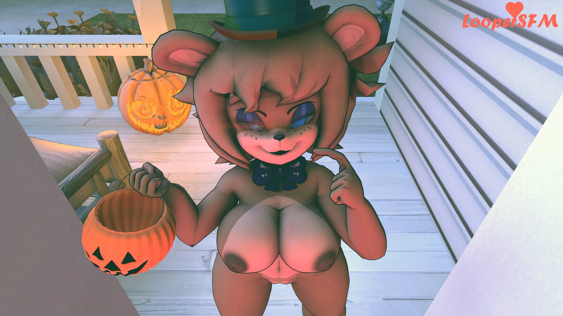 3d, bear ears, brown body, cally3d, clazzey, cryptiacurves, fazclaire's nightclub, five nights at freddy's, fnaf, freddy (fnaf), fredina (cally3d), fredina's nightclub, frenni (cryptia), frenni fazclaire, hat, loopersfm, randomstuff, rule 63, scottgames, solo, tagme, trick or treat