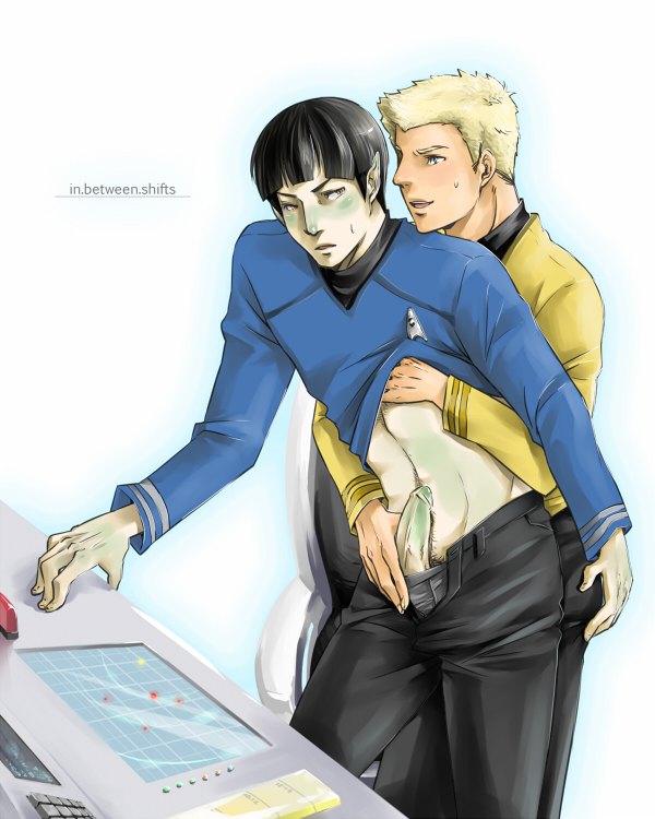 james_t._kirk spock star_trek starfleet_insignia starfleet_uniform tagme vulcan_(species) yaoi