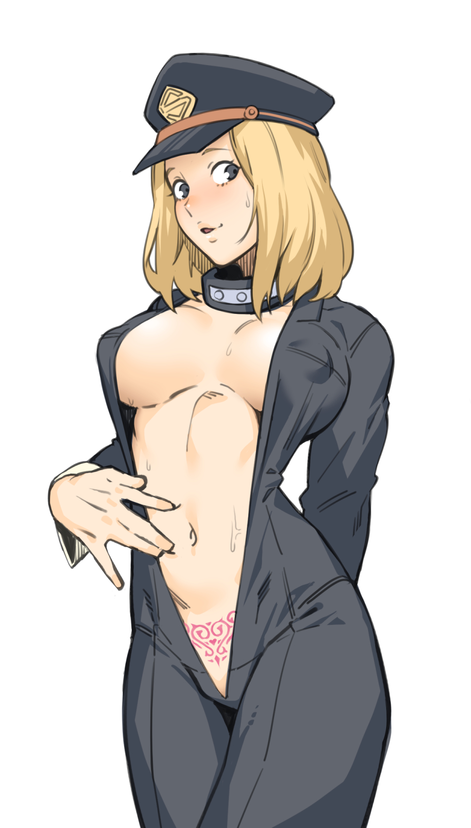 1girls big_breasts blonde_female blonde_hair bodysuit camie_utsushimi cleavage dyun female female_only hat hero_outfit_(mha) my_hero_academia pubic_tattoo shiketsu_high_school_cap solo solo_female tight_clothing unzipped unzipped_bodysuit wrist_cuffs