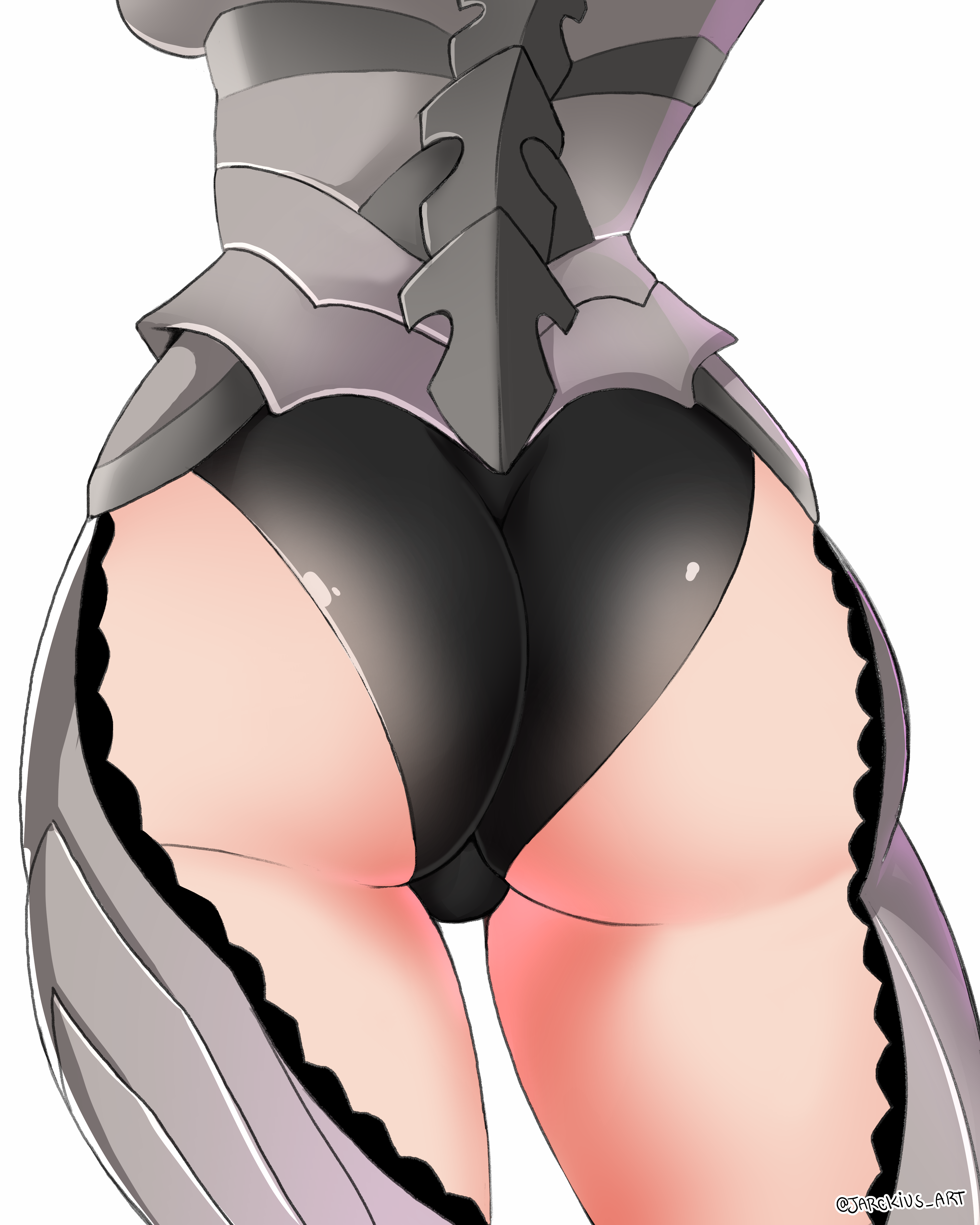 1girls, absurdres, armor, ass, ass focus, bare thighs, black panties, breasts, cleavage, corrin (fire emblem), corrin (fire emblem) (female), female, female protagonist, fire emblem, fire emblem fates, highres, inner thighs, jarckius, large ass, lower body, manakete, nintendo, panties, simple background, solo, thighs, underwear, white background
