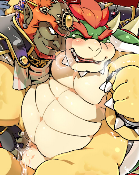 1boshi animal_genitalia balls bara bowser crossover death_battle ganondorf ganondorf_(twilight_princess) gay male male_only mario_(series) muscles muscular nintendo nude penis the_legend_of_zelda twilight_princess