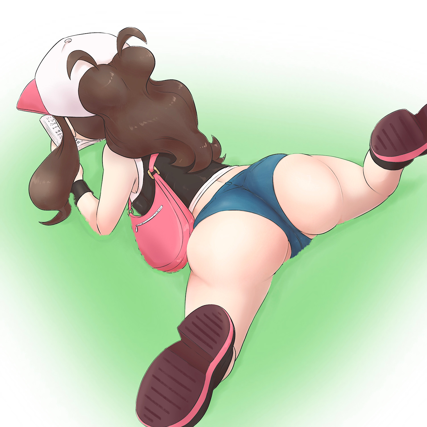 1girls, ass, ass hanging out of shorts, cameltoe, clothing, female, female only, hilda (pokemon), huge ass, microsd (artist), minishorts, nintendo, pokemon, ponytail, pussy, short shorts, shorts, solo, solo female, thick thighs, wide hips
