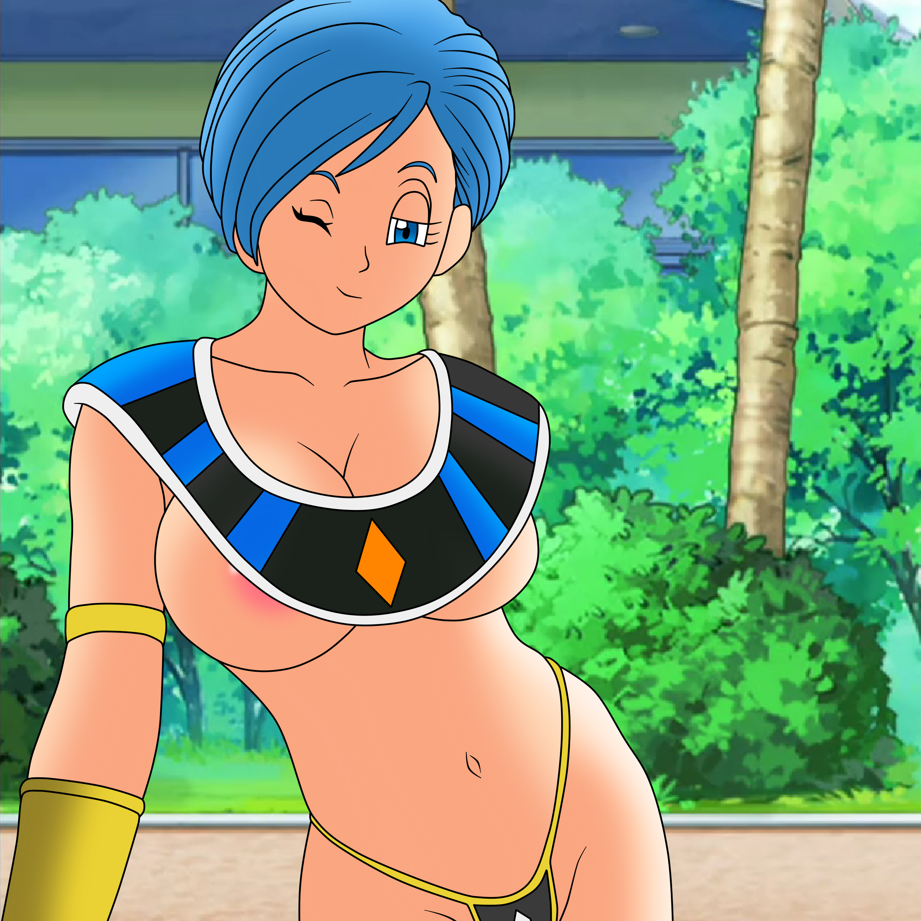 big breasts, breasts, bulma briefs, dragon ball, dragon ball super, female, partially nude, setthh98, skimpy, skimpy clothes