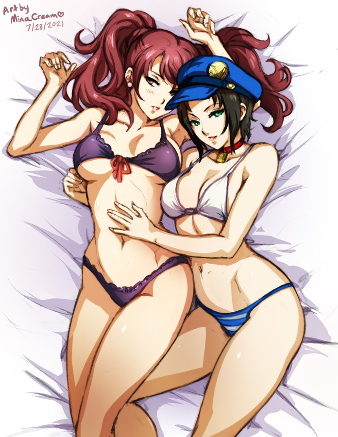 2girls bikini bikini_bottom bikini_top bottomwear clothing human kujikawa_rise marie_(persona_4) minacream persona persona_4 persona_4_the_golden swimsuit swimwear topwear yuri