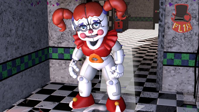 3d animatronic baby_(fnafsl) blue_eyes canon_appearance circus_baby circus_baby_(fnaf) circus_baby_(original) female five_nights_at_freddy's five_nights_at_freddy's:_sister_location freddyleo full_color red_hair solo solo_female tagme