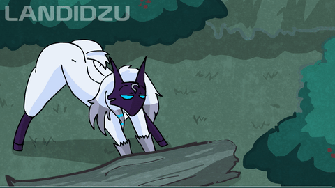 1girls, 2d, animated, fantasy, female, fur, furry ears, furry only, furry tail, gif, kindred, lamb (league of legends), landidzu, league of legends, naked, no humans, on floor, on ground, riot games, twerking