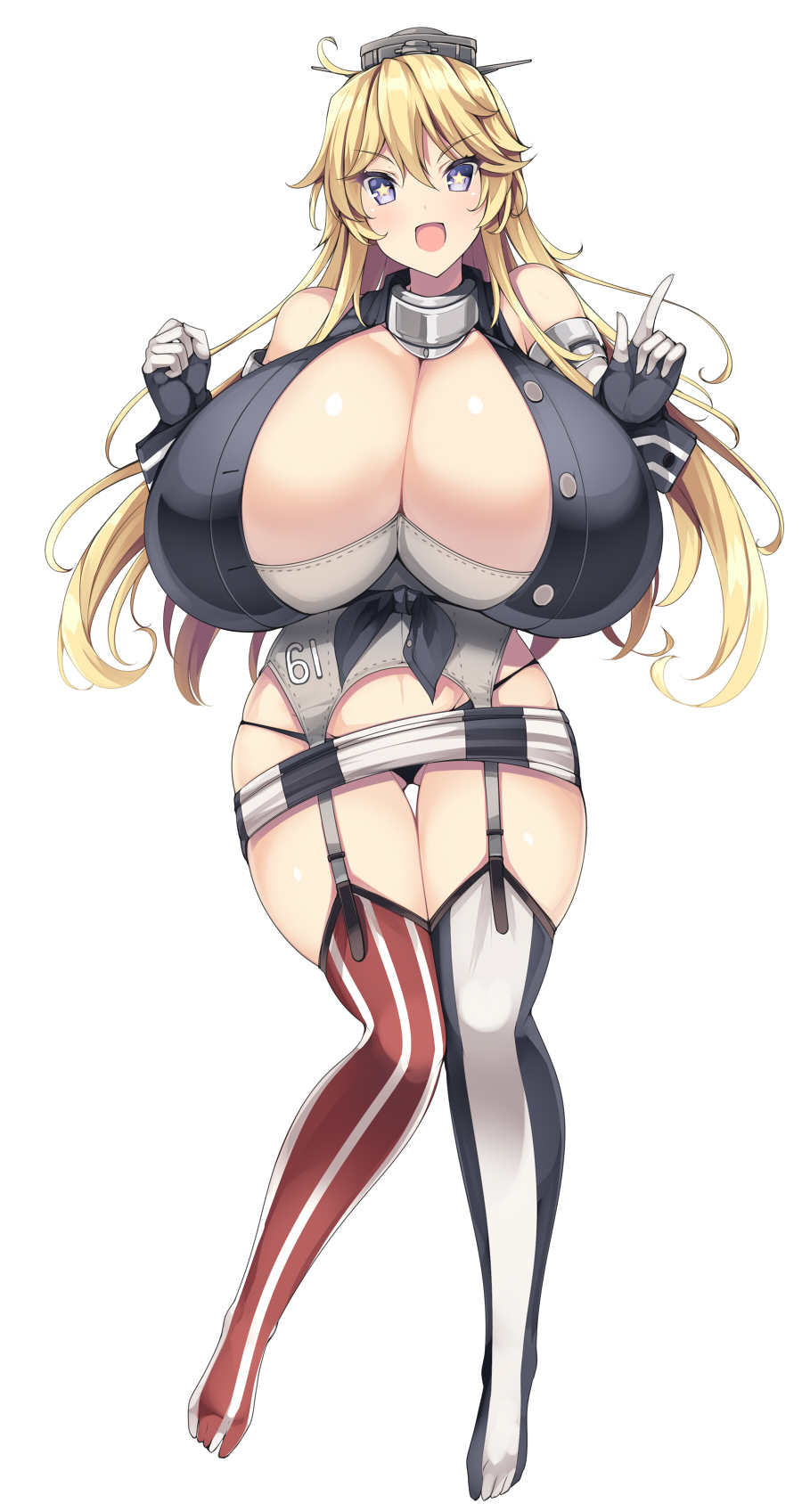 1girls 2021 akikaze_tsumuji big_breasts blonde_hair blue_eyes bustier cleavage huge_breasts iowa_(kantai_collection) kantai_collection large_breasts massive_breasts solo solo_female tagme thick thick_thighs top_heavy tsumugie