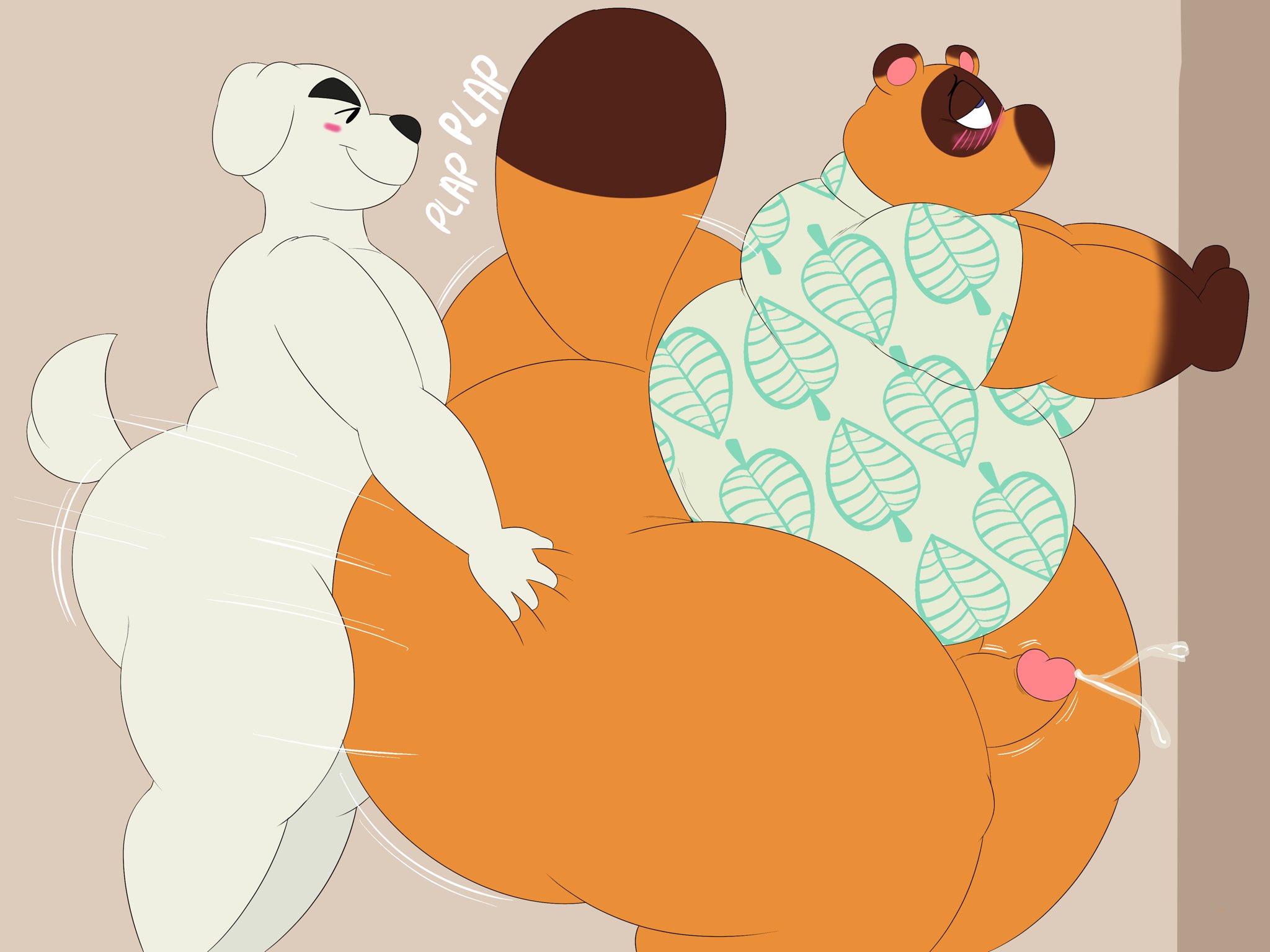 anal, anal sex, animal crossing, anthro, anthro on anthro, anthro penetrated, anthro penetrating, anthro penetrating anthro, ass, big ass, big butt, blush, bodily fluids, bottomless, brown body, brown fur, canid, canine, canis, clothed, clothing, domestic dog, duo, fur, genital fluids, genitals, hi res, huge ass, huge butt, huge thighs, hyper, hyper ass, hyper butt, k.k. slider, male, male only, male penetrated, male penetrating, male penetrating male, male/male, mammal, megacoolbear (artist), nintendo, nude, obese, obese anthro, obese male, overweight, overweight anthro, overweight male, penetration, penis, precum, raccoon dog, sex, shirt, size difference, small dom big sub, superchub, tanuki, thick thighs, tom nook, tonooke, topwear, video games, white body, white fur