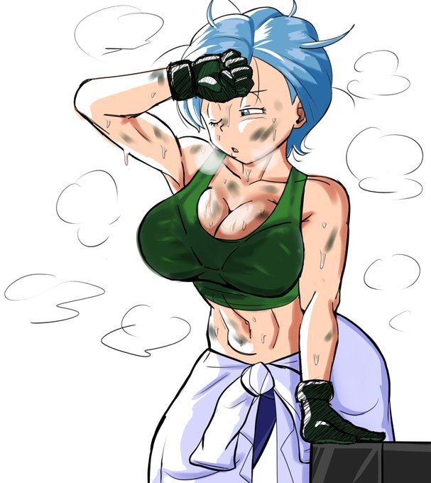 1girls, breasts, bulma briefs, dragon ball, dragon ball super, female, female only, fully clothed, musk, musk clouds, musky, pseudocel, smell, smelly, solo, steam, steamy, sweat, sweatdrop, sweating, sweaty