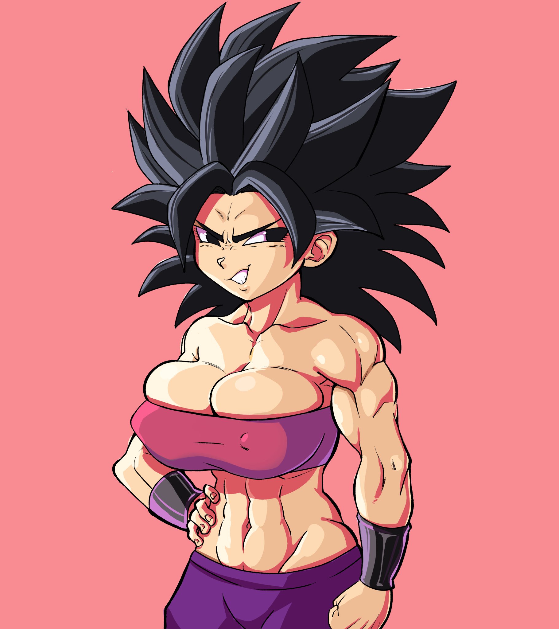 big breasts, breasts, caulifla, dragon ball, dragon ball super, female, muscular, pseudocel, tubetop