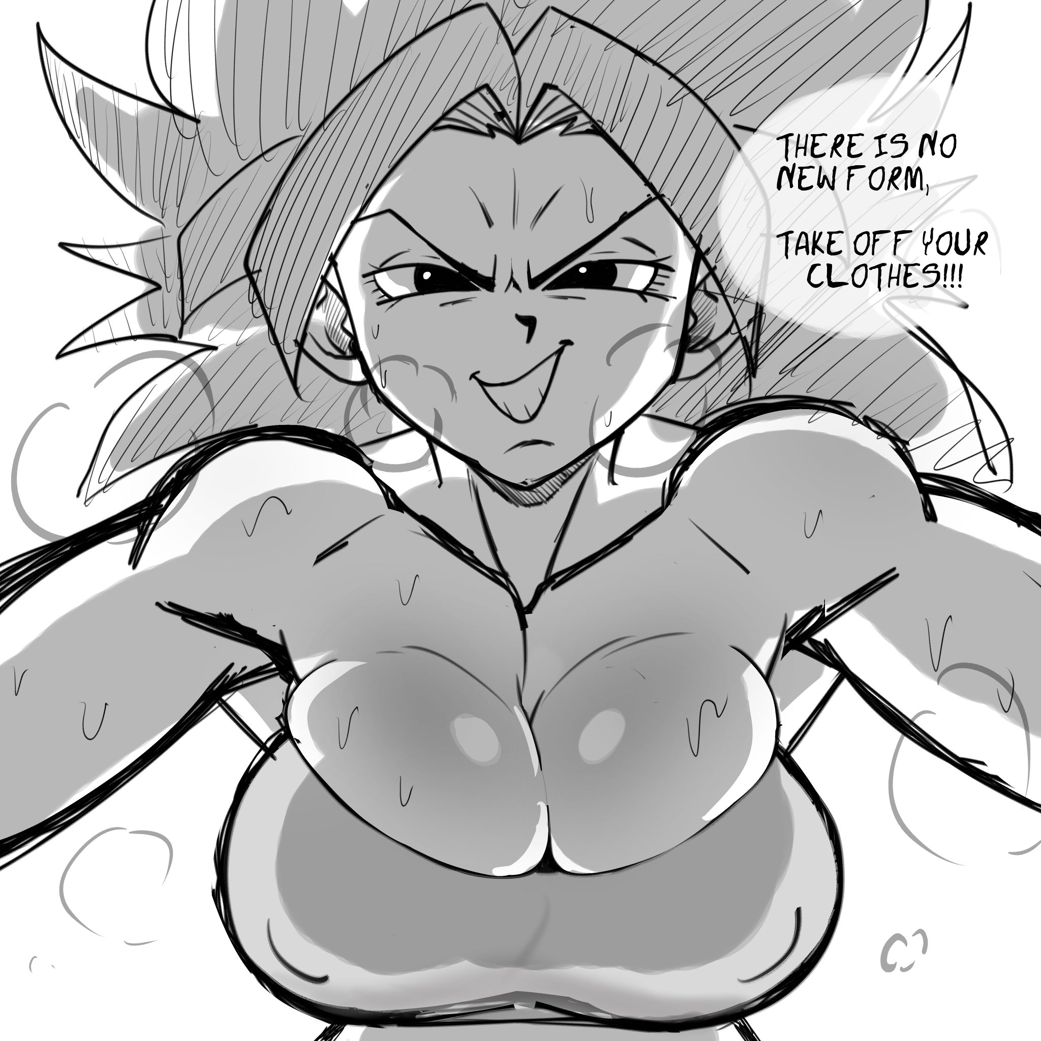 1girls, big breasts, breasts, caulifla, dragon ball, dragon ball super, female, female only, muscular, musk, musk clouds, musky, pov, pov eye contact, pseudocel, smell, smelly, smile, smiling, smiling at viewer, smug, steam, steamy, sweat, sweatdrop, sweating, sweaty