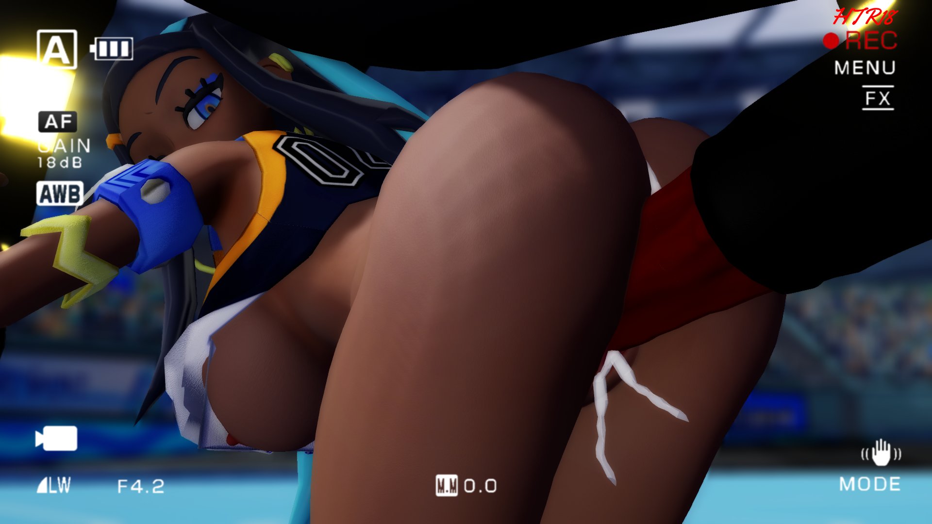3d, ass, big ass, big breasts, big butt, blue eyes, blue hair, boobs, breasts, camera, creampie, cum, cum in ass, cum in pussy, cum inside, dark blue hair, dark skin, dark-skinned female, female, filming, half naked, half-dressed, horse, horsecock, htr18, light blue hair, male, multicolored hair, nessa (pokemon), nintendo, penis, pokemon, pokemon ss, pokephilia, public, public nudity, public sex, pussy, recording, tagme, zebstrika, zoophilia