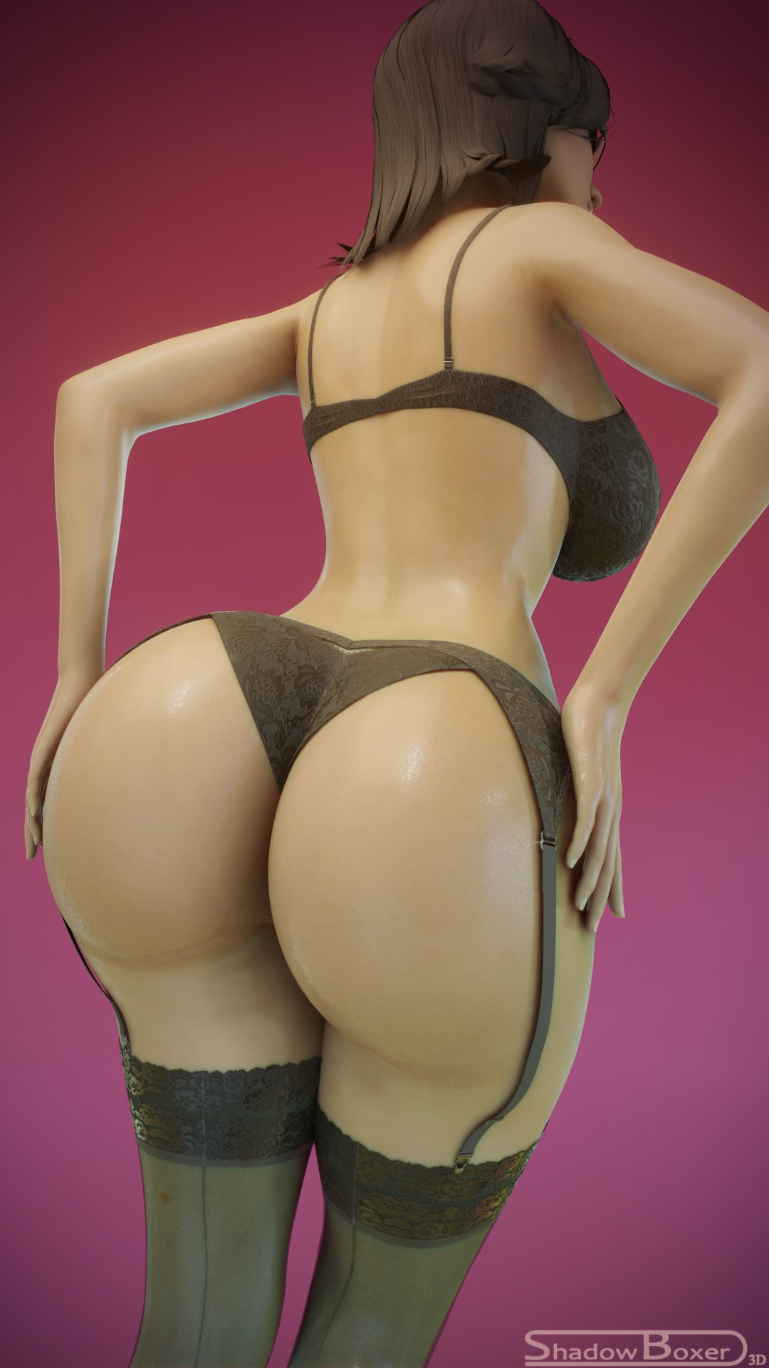 1girls, 3d, ass, big ass, big breasts, blender, breasts, female, female only, large breasts, mass effect, miranda lawson, shadowboxer, solo, solo focus