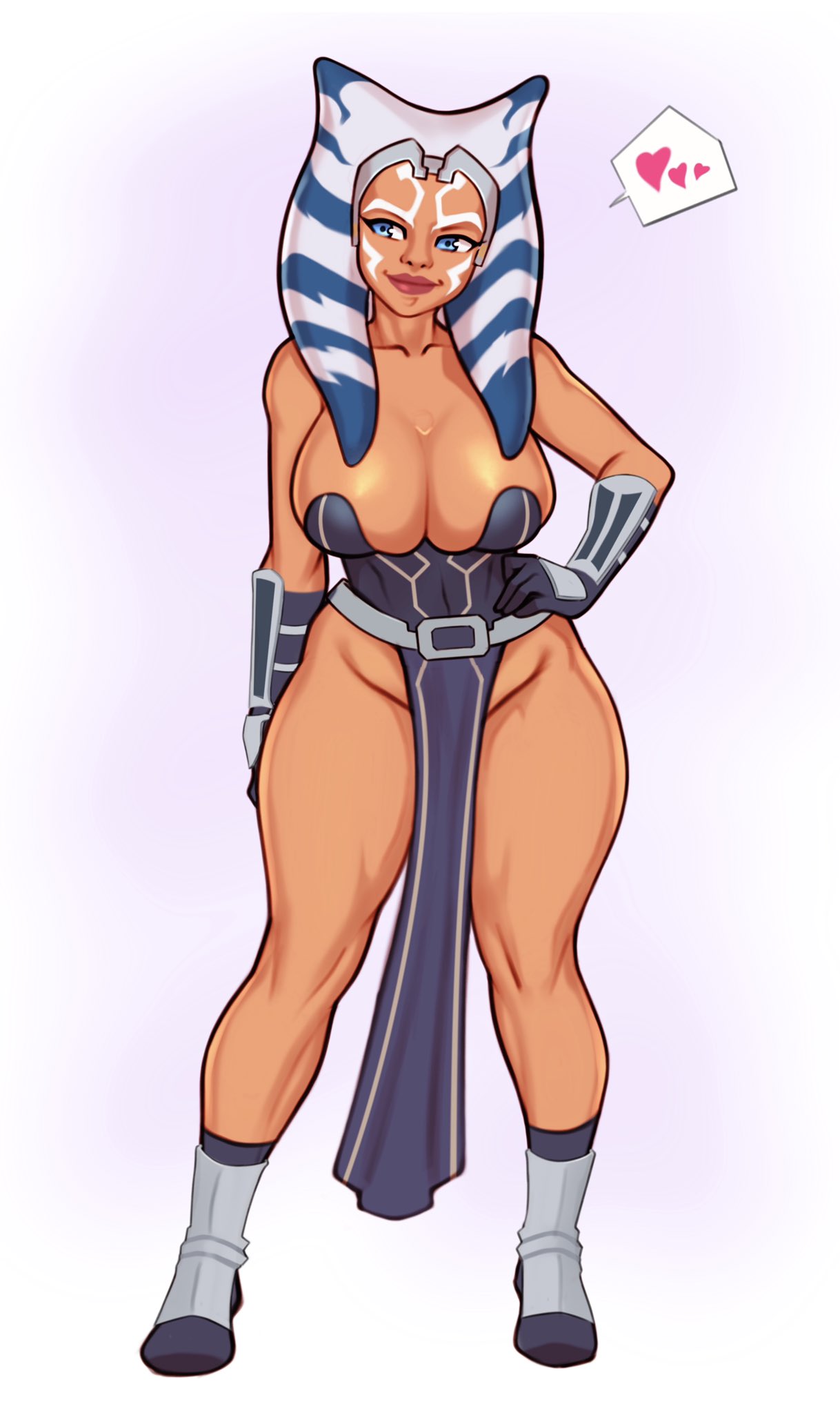 1girls, 2021, ahsoka tano, alien, alien girl, bare legs, belt, big breasts, blue clothing, blue eyes, blue gloves, boots, breasts, cleavage, clone wars, clothes, clothing, curvaceous, curvy, curvy figure, dress, elbow gloves, eyes, facial markings, female, female only, footwear, front view, gloves, hand on hip, handwear, happy, headband, headgear, heart, horn, humanoid, jakuson z, large breasts, legs, lipstick, loincloth, open eyes, pink lipstick, revealing clothes, shoes, simple background, smile, solo, solo female, standing, star wars, tentacle, tentacle hair, the clone wars: season seven, thick thighs, thighs, togruta, vambraces, voluptuous, wide hips