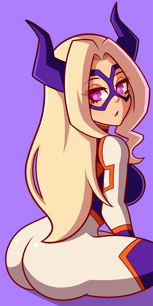 1girls ass blonde blonde_hair butt chemical_bro clothed clothing female female_only hero_outfit_(mha) horns long_hair mount_lady my_hero_academia only_female purple_background sideboob simple_background solo solo_female tagme woman yuu_takeyama