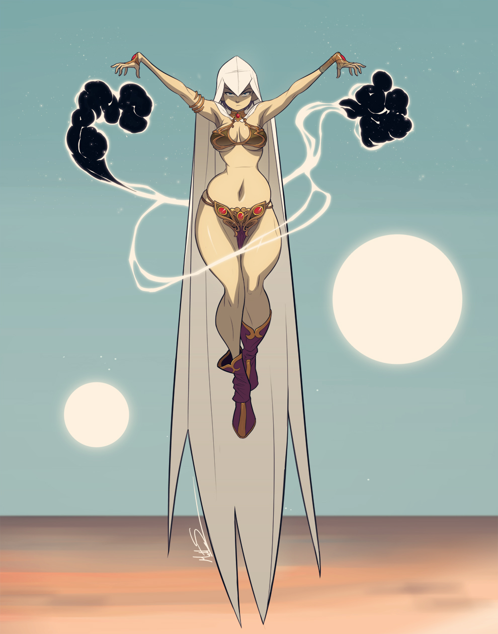 1girls, armlet, belly dancer, belly dancer outfit, black hair, blue eyes, bracelet, breasts, cleavage, cosplay, crossover, crossover cosplay, dancer, dancer outfit, dc, dc comics, female, female only, floating, harem girl, harem outfit, hood, hourglass figure, large breasts, loincloth, lucasfilm, magic, msperoni, rachel roth, raven (dc), short hair, slave, slave bikini, slave girl, slave leia (cosplay), slave outfit, star wars, teen titans, triplexmile