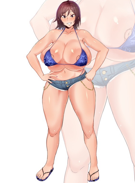 1girls, big breasts, bikini, bikini top, blush, breasts, busty, curvy, female, female only, huge breasts, kazama asuka, large areolae, large breasts, massive breasts, mucc, nipples, short hair, smile, smiley face, solo, standing, tekken, thick thighs, thighs
