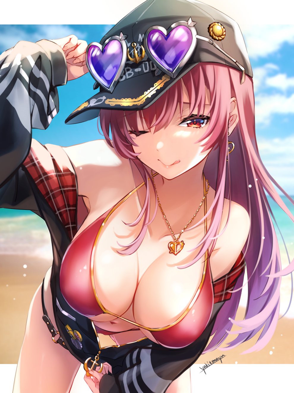 eyewear on head, female, hololive, hololive fantasy, hololive japan, houshou marine, tagme, virtual youtuber