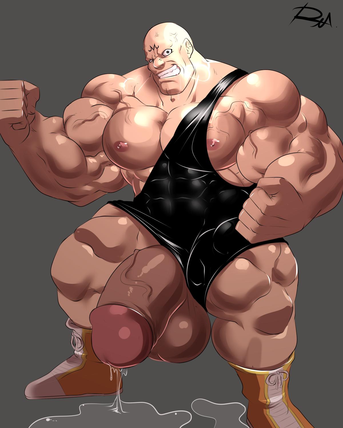 bald balls bara big_balls big_hands big_penis boner dragon_ball dragon_ball_z erection excessive_precum gay hyper_balls hyper_genitalia hyper_muscles hyper_penis male male_only muscles muscular penis precum precum_drip precum_on_ground reclamon singlet solo solo_male spopovich veiny_muscles veiny_penis wrestling_singlet