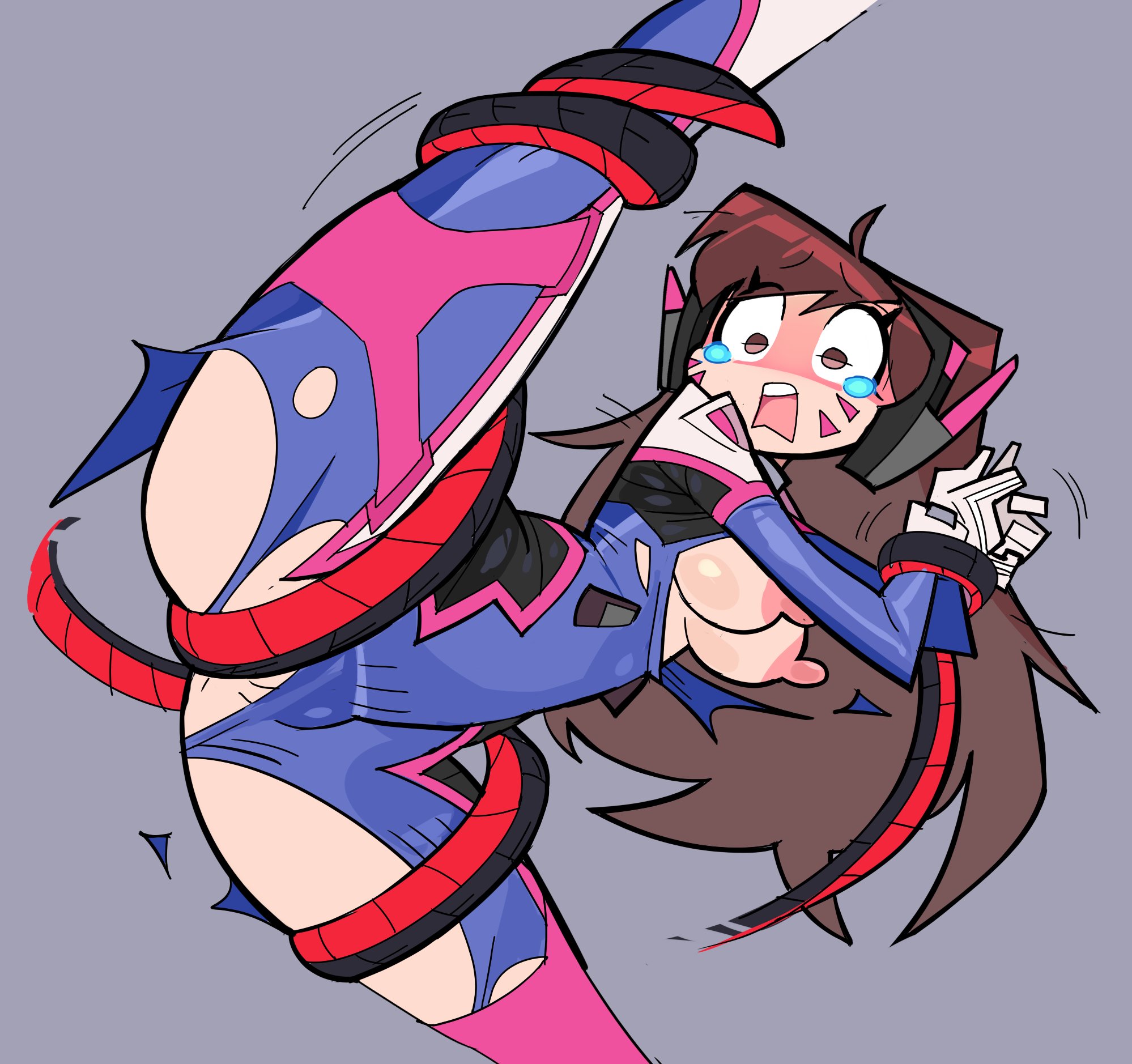 1girls, areolae, bodysuit, bondage, breasts, clothed, clothing, d.va, female, female only, glassrunner, human, light skin, light-skinned female, mostly clothed, nipples, overwatch, pale skin, solo, splits, spread legs, tentacle, tentacle rape, tentacle sex, torn bodysuit, torn clothes, vertical splits, wardrobe malfunction