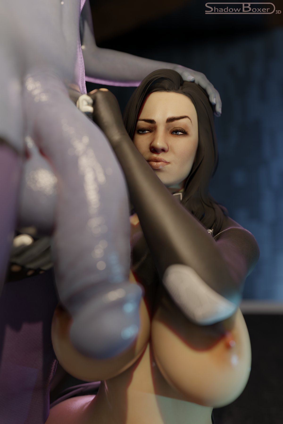 1futa, 1girls, 3d, areolae, asari, balls, big breasts, blender, breasts, female, flaccid, forearm cock, futa on female, futanari, huge cock, hyper, intersex, large breasts, liara t'soni, mass effect, measuring, measuring penis, miranda lawson, nipples, penis, penis measuring, shadowboxer, testicles