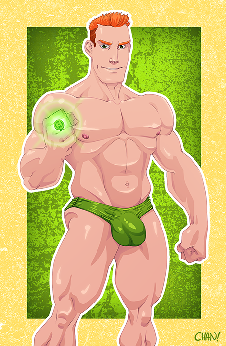 allmale allmaleart bulge dc dc_comics fit green_eyes green_lantern green_speedo guy_gardner hero human male_only nipples orange_eyebrows orange_hair solo_male speedo