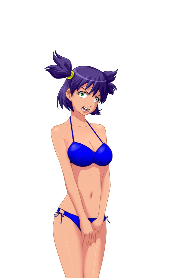 1girls bikini_bottom bikini_top color colored everlasting_summer female female_only green_eyes lena_(everlasting_summer) purple_hair solo tagme underwear underwear_only unknown_artist unyl-chan unyl-tan