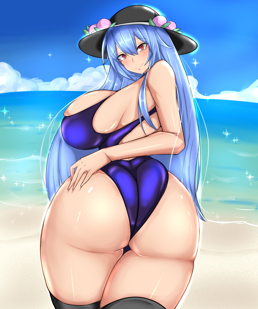 hat huge_ass kurosidia swimsuit tagme tenshi_hinanawi touhou