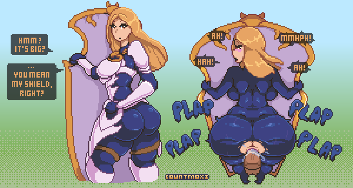 armor ass bent_over big_ass big_butt blonde_hair countmoxi dark_blonde dark_blonde_hair dirty_blonde dirty_blonde_hair huge_ass image instant_loss_2koma kisara_(tales) penis pixel_art sandy_blonde sandy_blonde_hair sex shield tales_of_(series) tales_of_arise tight_clothing vaginal_penetration wide_hips