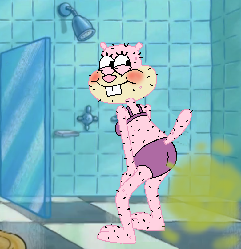 ass blush bra cheeks clothing colored_skin fart fart_cloud farting female furless furry looking_at_viewer mammal naughty_face nickelodeon on_back pantsu pink_skin presenting_ass purple_bra purple_panties purple_underwear sandy_cheeks seductive_smile shower smelly smile spongebob_squarepants squirrel tail teeth underwear