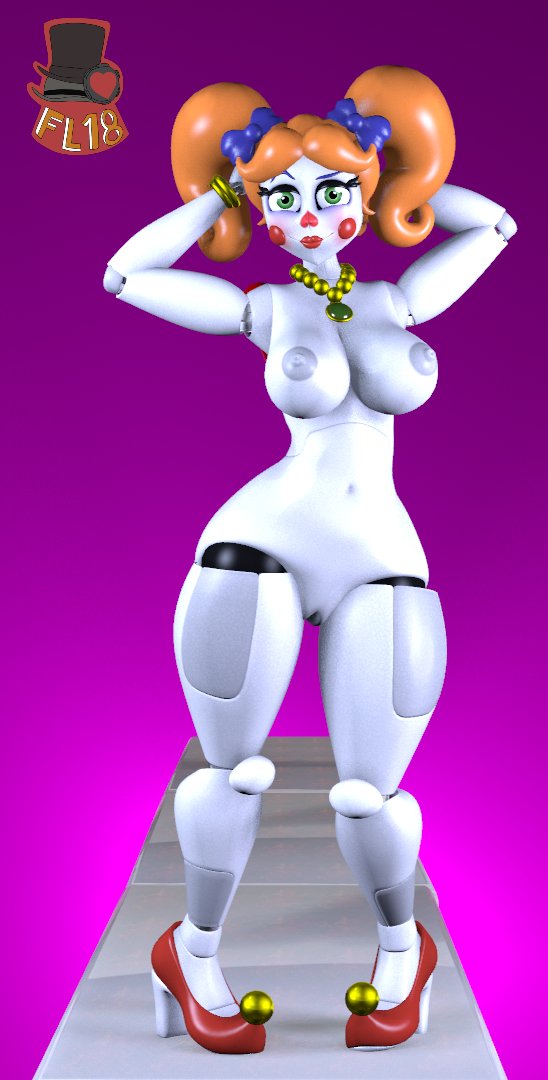 1girls, 3d, anthony blender, baby (fnafsl), big breasts, breasts, circus baby, circus baby (fnaf), circus mommy, circus mommy 1.0 (anthony blender), female, five nights at freddy's, five nights at freddy's: sister location, fnaf, green eyes, high heels, nipples, orange hair, pussy, scottgames, sister location, solo, white skin