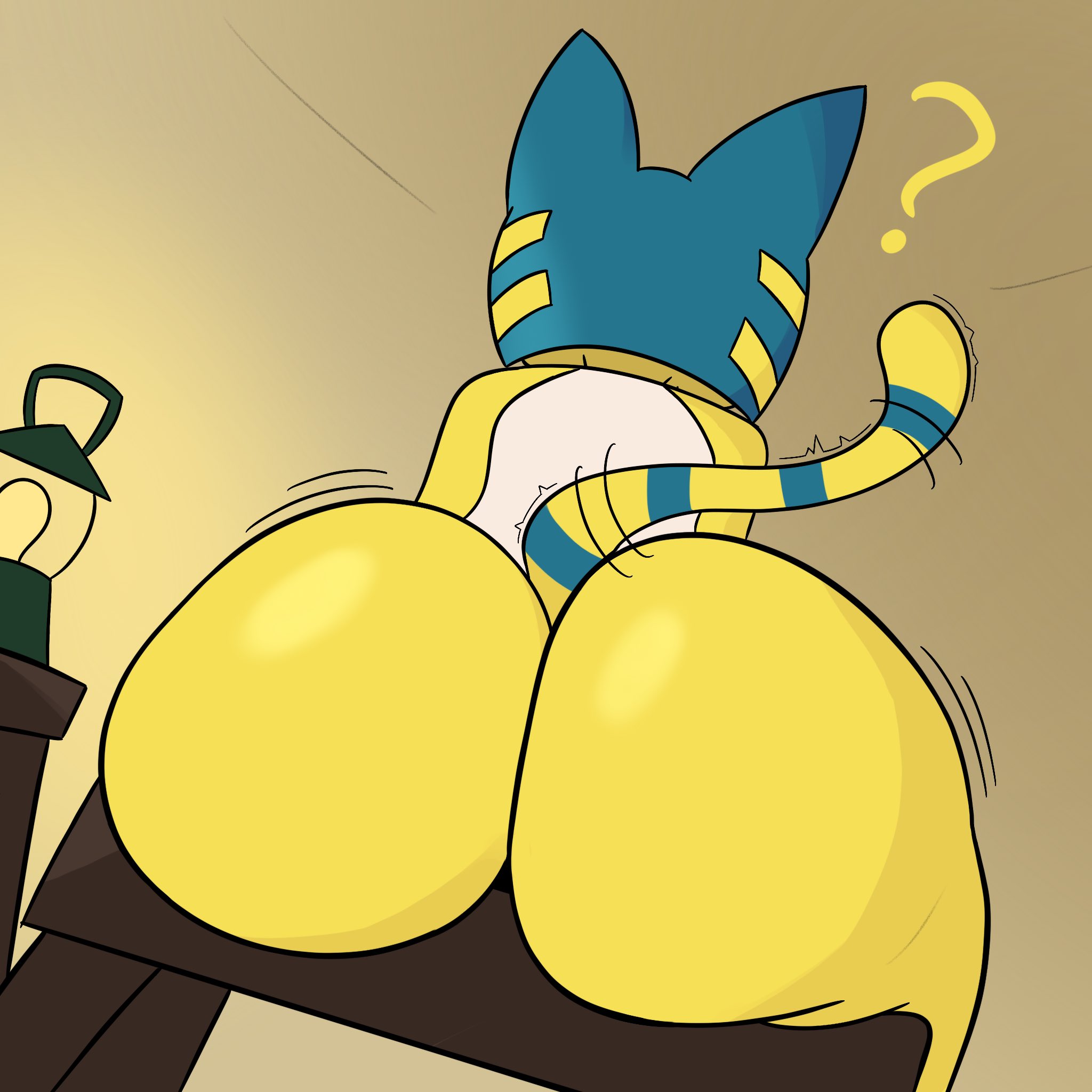 1girls, 25circle, animal crossing, animal ears, ankha, anthro, ass, big ass, bubble ass, bubble butt, cat ears, cat tail, feline, female, huge ass, nintendo, solo, tail, yellow fur
