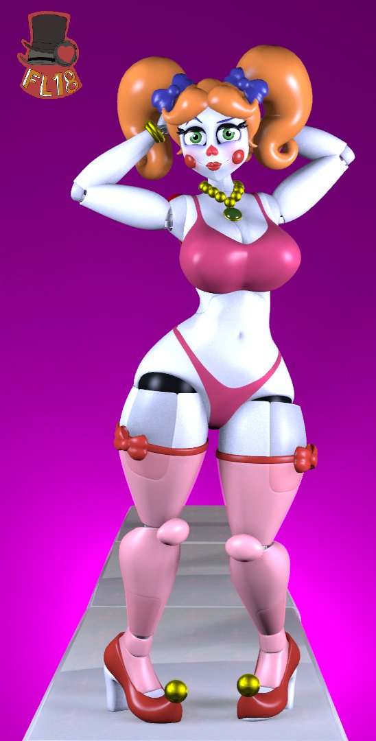 3d, anthony blender, baby (fnafsl), circus baby, circus baby (fnaf), circus mommy, circus mommy 1.0 (anthony blender), female, five nights at freddy's, five nights at freddy's: sister location, fnaf, green eyes, high heels, orange hair, panties, scottgames, sister location, solo, stockings, white skin