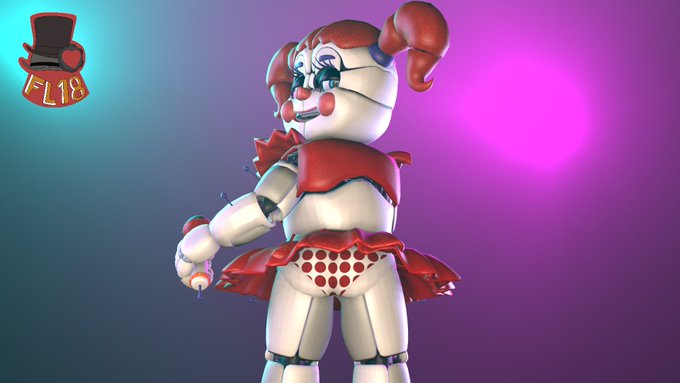 3d baby_(fnafsl) blue_eyes canon_appearance circus_baby circus_baby_(fnaf) circus_baby_(original) female five_nights_at_freddy's fnaf freddyleo full_color fully_clothed no_penetration red_hair solo solo_female