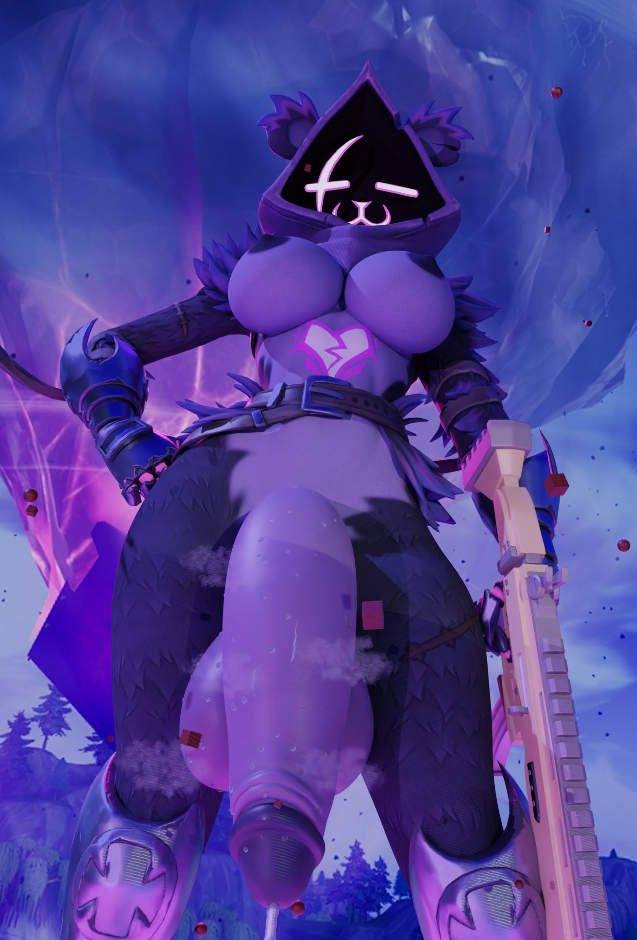 1futa 3d anthro assault_rifle epic_games fortnite futanari raven_team_leader slugcats_(artist) solo_futa tagme