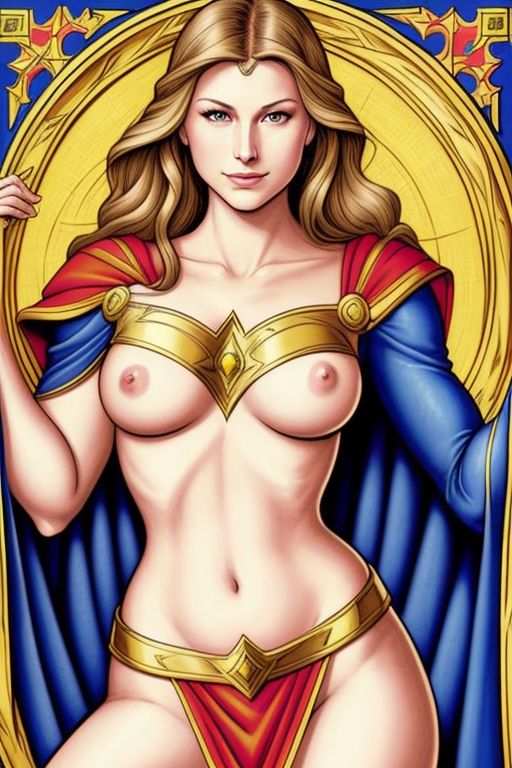 ai_generated female kara_zor-el medieval nudity stained_glass supergirl supergirl_(cw)