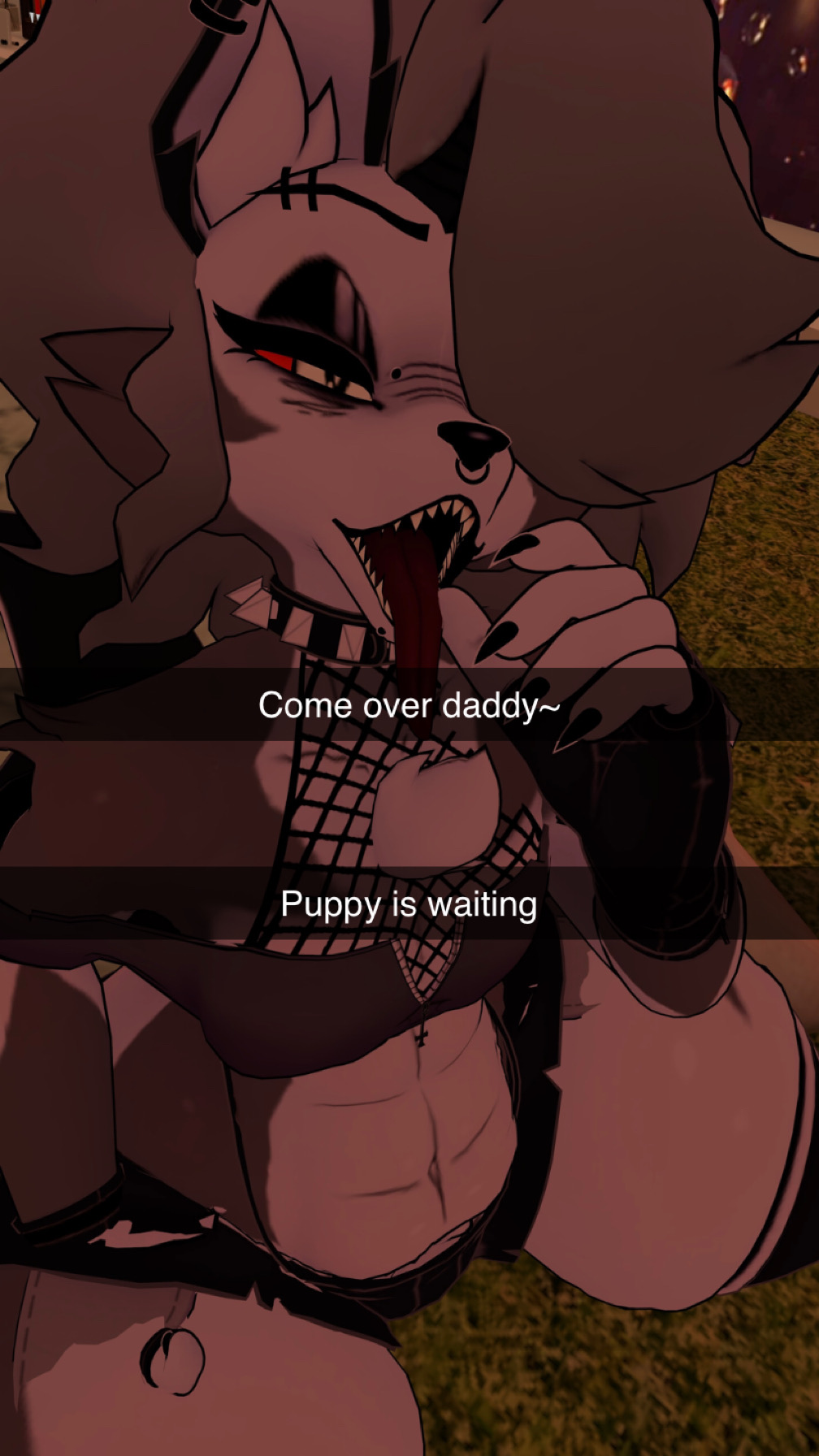 femboy girly goth_boy goth_femboy hellhound horny inviting_to_sex loona_(helluva_boss) male_loona snapback snapchat tongue_out twink vrchat