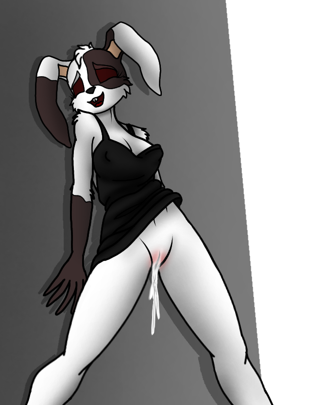 1girls 4n0nym0u5 against_wall anthro black_dress bodily_fluids bottomless bunny_ears closed_eyes clothed clothing dress dress_lift female female_only five_nights_at_freddy's five_nights_at_freddy's:_security_breach furry horny no_panties partially_clothed precum pussy pussy_juice pussy_juice_drip rabbit self_upload smiling solo spread_legs vagina vanny vanny_(fnaf) white_body