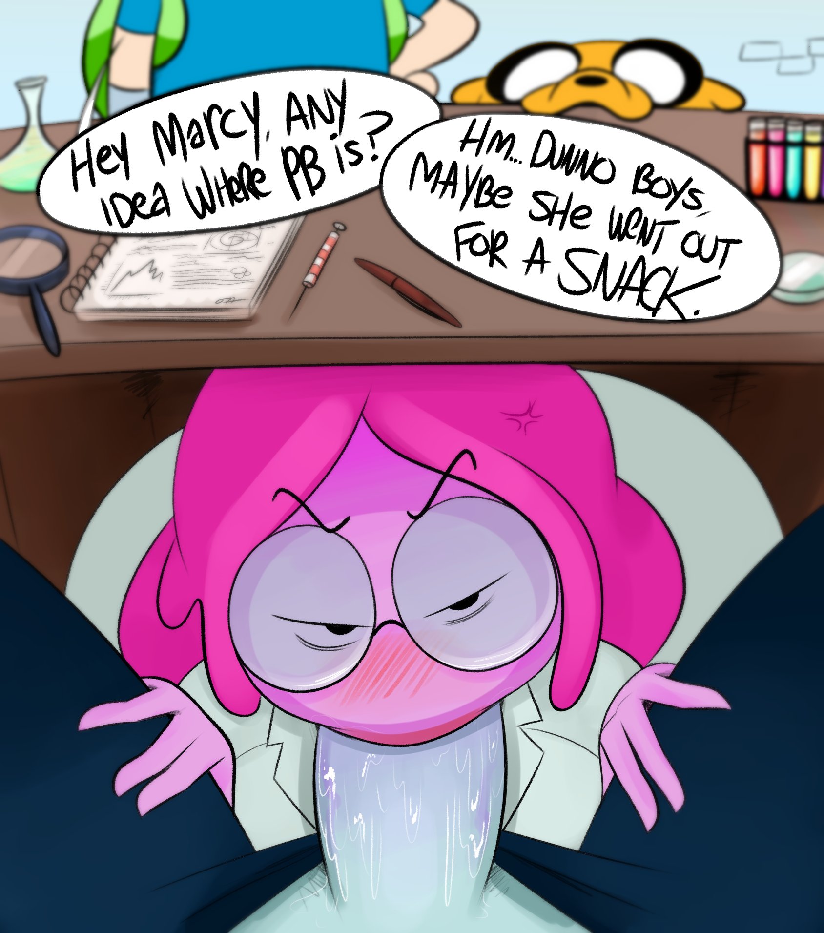 1futa, 1girls, 2boys, adventure time, anger vein, angry, angry fellatio, backpack, bag, big penis, black hair, blowjob, blush, cartoon network, clothed, clothing, dialogue, enhibitionism, erection, eye contact, faceless, faceless character, faceless futa, fellatio, female, finn the human, futa on female, futa pov, futa with male, futanari, glasses, group, human, humanoid, intersex, jake the dog, looking at viewer, male, marceline, mostly clothed, oral, ota (artist), pale skin, penis, pink hair, pov, princess bubblegum, sex, solo focus, stealth fellatio, stealth oral, stealth sex, text, under the table, vampire