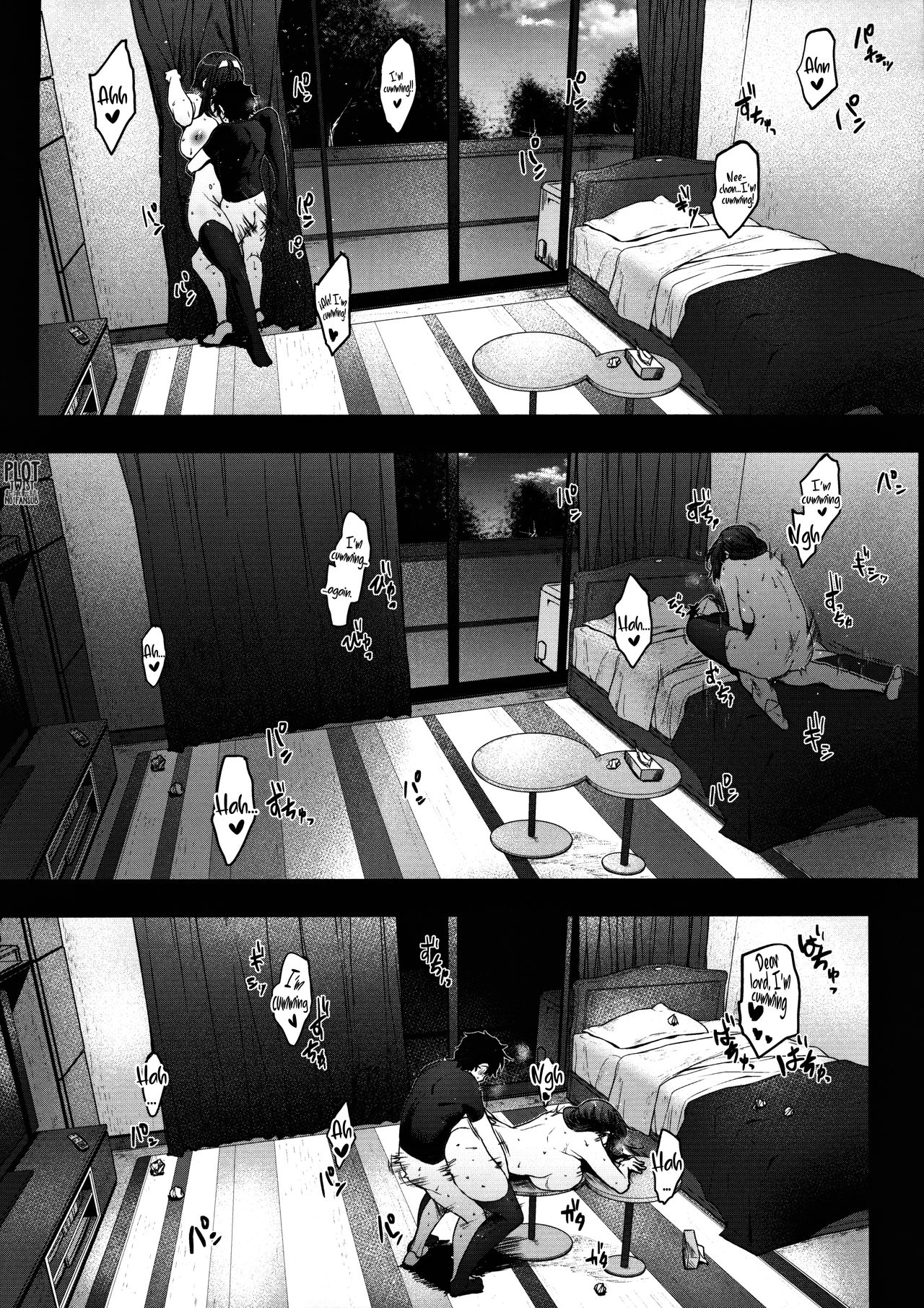 bed, brother and sister, english text, female, hyji, incest, multiple panels, original, original character, sex, sister, standing, standing sex
