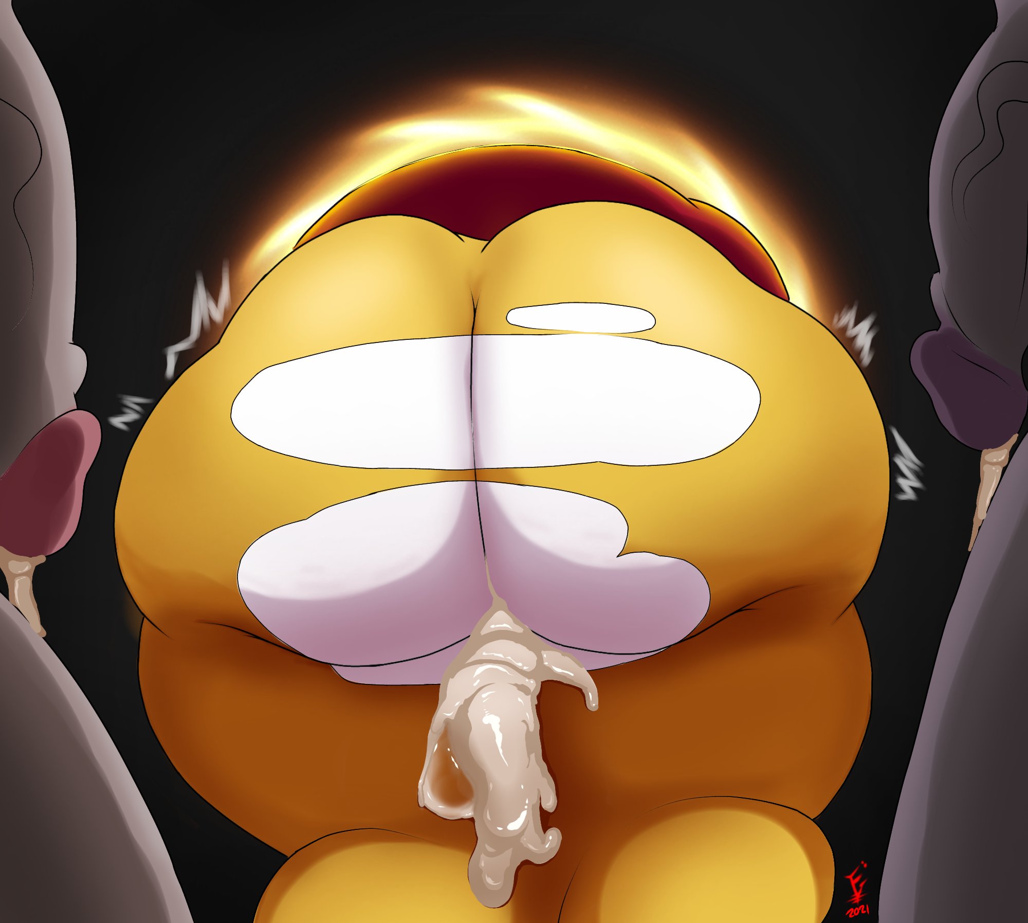 1girls, 2boys, after sex, ass, ass focus, big ass, big penis, bubble ass, bubble butt, cum, cum inside, cum on ass, demon, demon girl, dress, fat ass, female, hekapoo, huge ass, large ass, male, massive ass, partial male, penis, portal, ripped clothing, star vs the forces of evil, stuck, stuck in wall, through wall, tight clothing, underground (artist), veiny penis, voluptuous