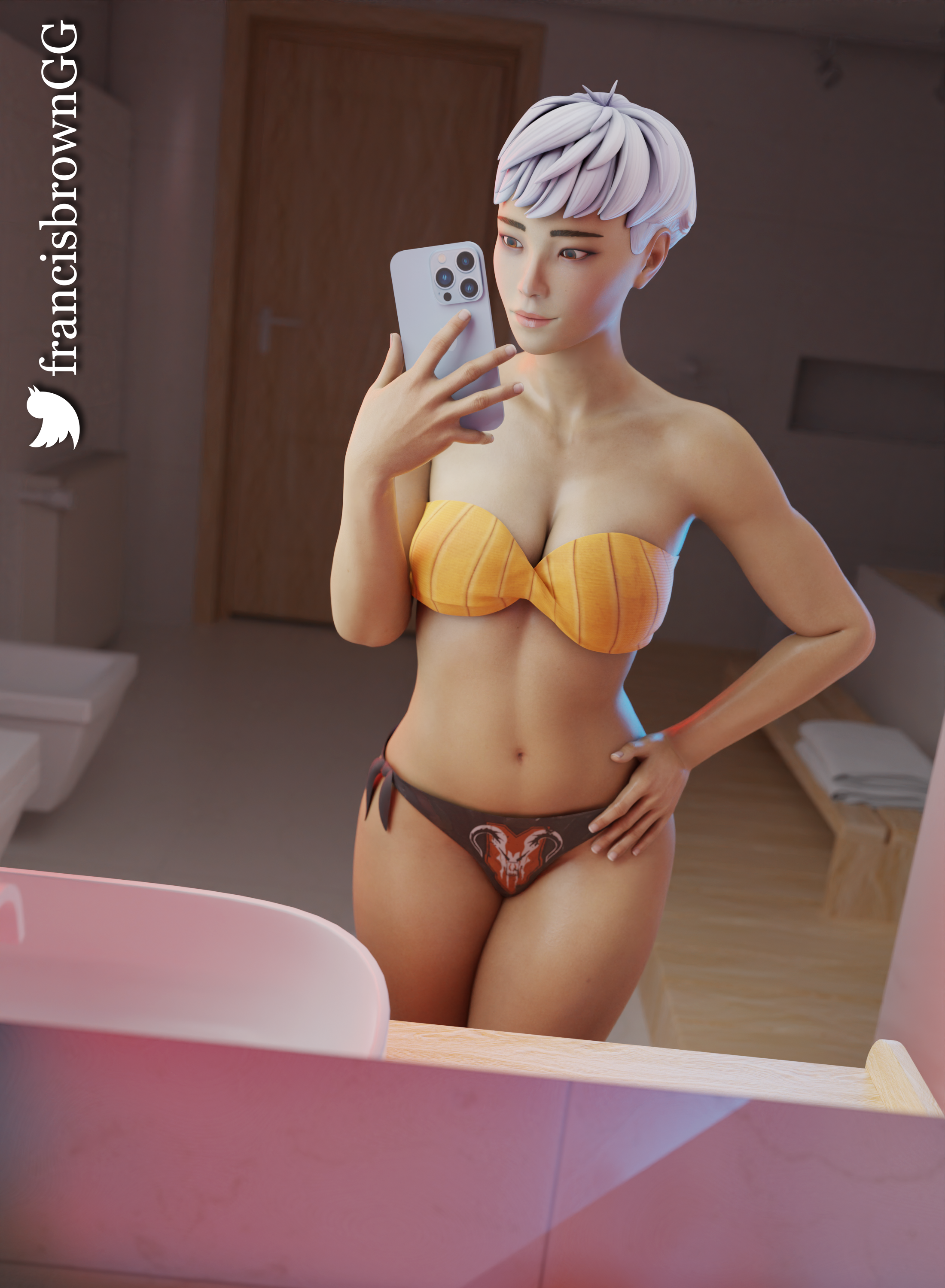 1girls, 3d, apex legends, blender, breasts, cleavage, female, female only, francis brown, selfie, valkyrie (apex legends)